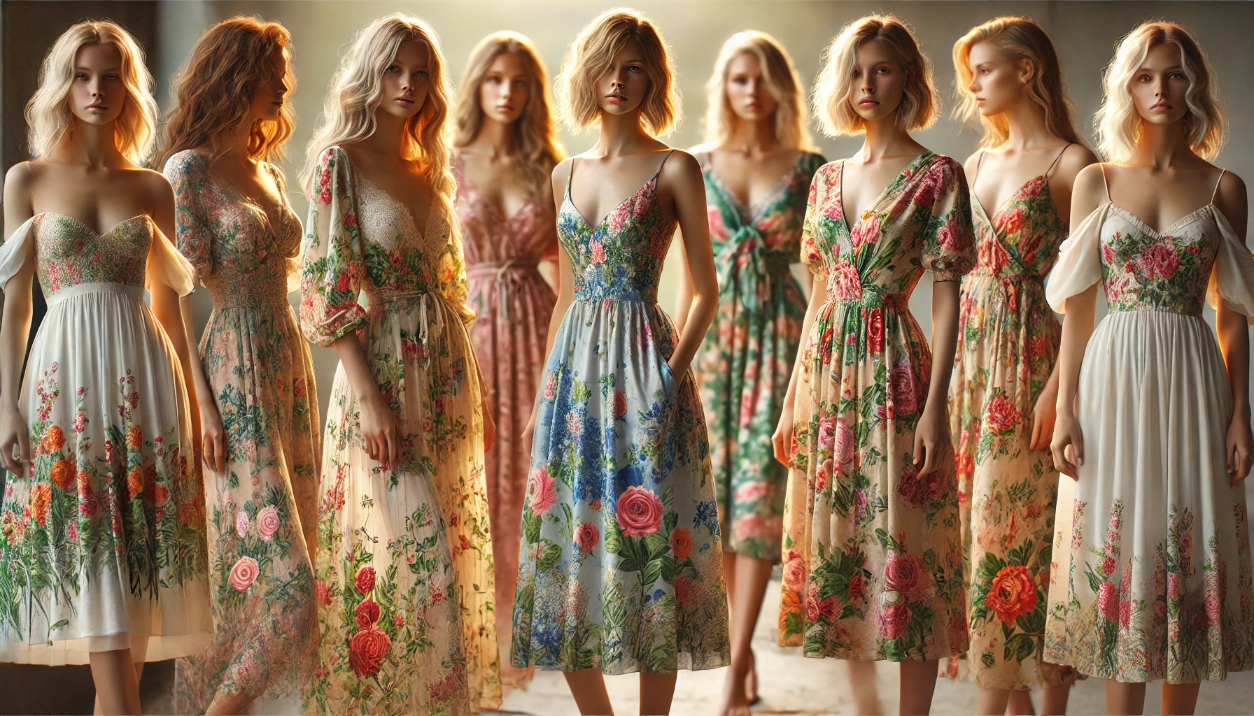 Langes Kleid mit Blumenmuster rot